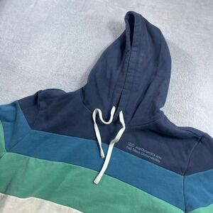 Marine Layer Hoodie Mens Medium Navy Blue Green White Colorblock Pullover Casual
